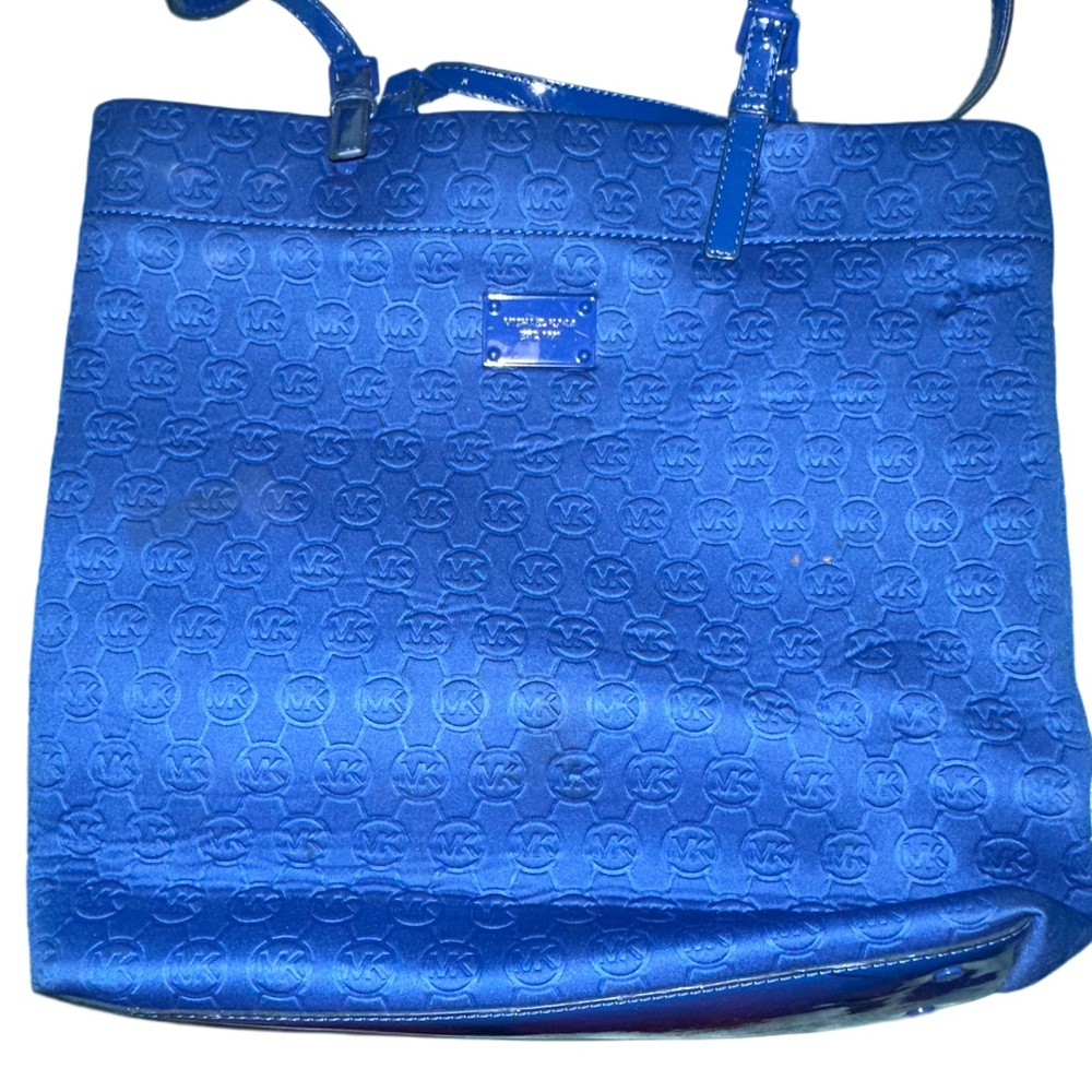 Michael Kors Logo Tote Royal Blue Embossed